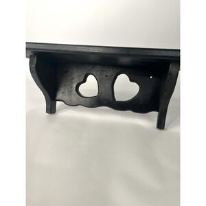 Vintage Rustic Farmhouse Wood Wall Shelf With Cutout Heart Design Black Shelf